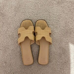 A New Day Women's Woven Tan Mules